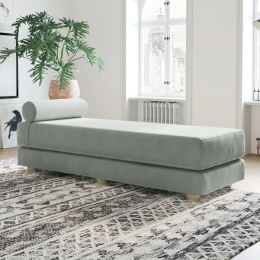 Alon Convertible Daybed with Wood Feet - Microvelvet Ice