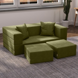 Zipline loveseat in Moss sitting in room