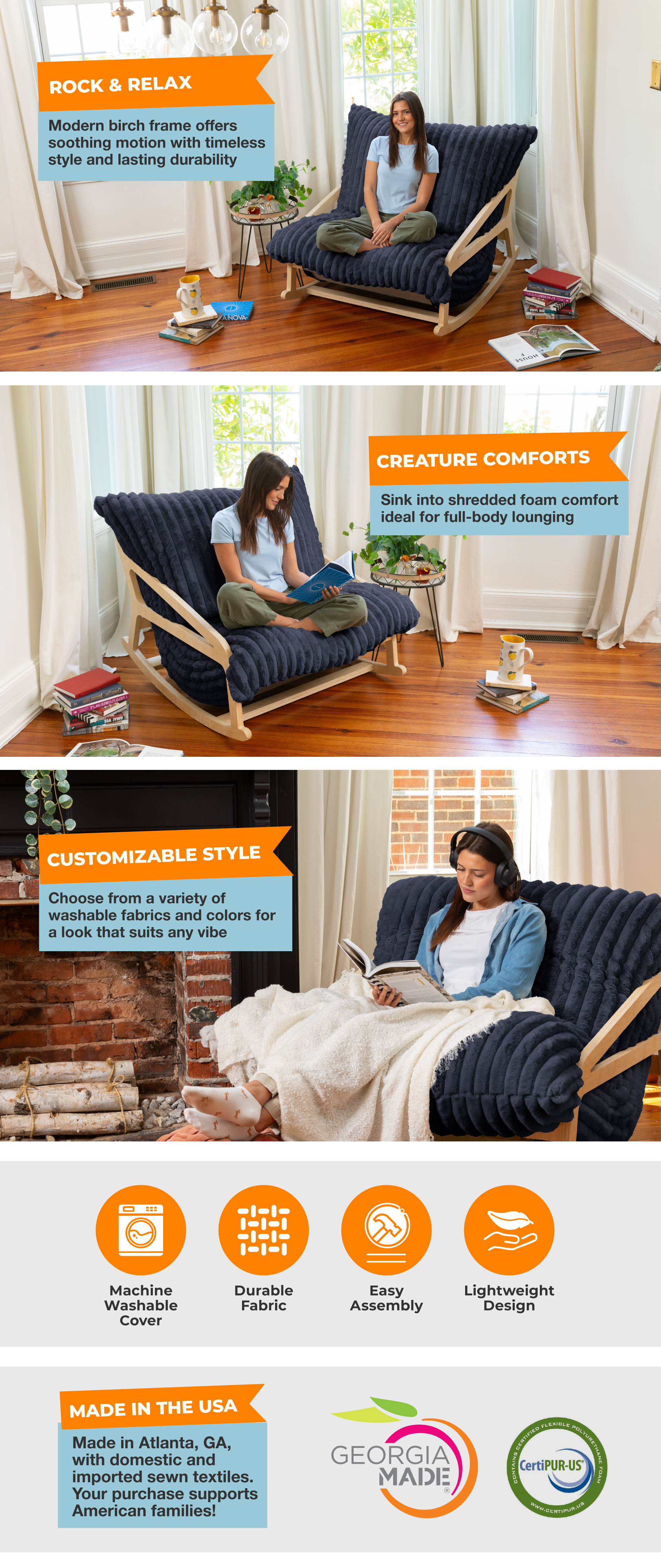 pillow saxx rocker chair